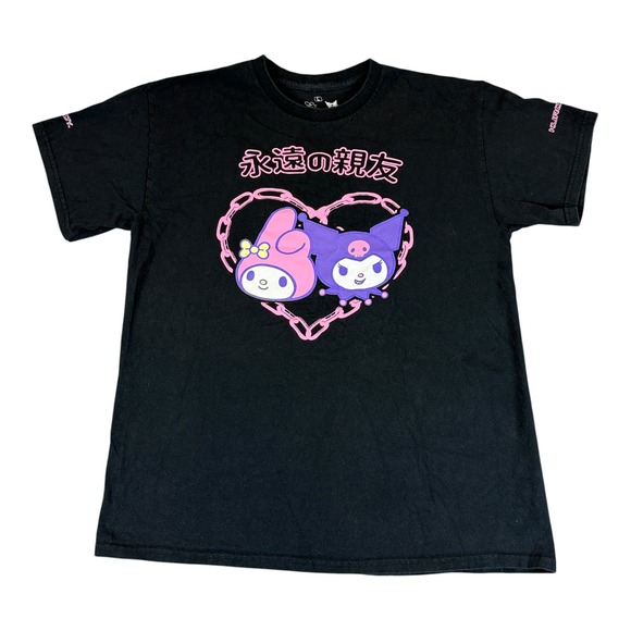 Sanrio Tops - Sanrio My Melody Kuromi T-Shirt Womens Large Black Graphic Heart Chain Tee